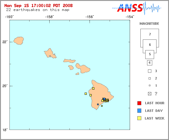 Map showing earthquakes