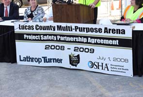Lucas County Multi-Purpose Arena Partnership Safety Banner