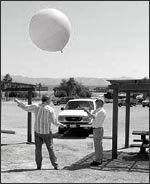 Scientists launching a radiosonde balloon