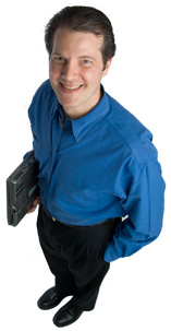 Image of an IT employee with his laptop computer