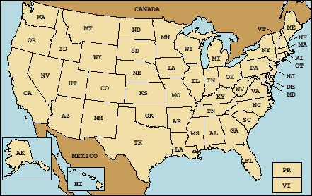 US states image map