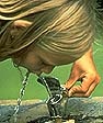 photo of girl drinking from fountain