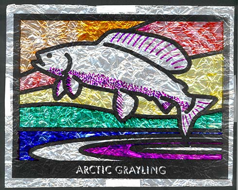 stained glass art example 
of arctic grayling