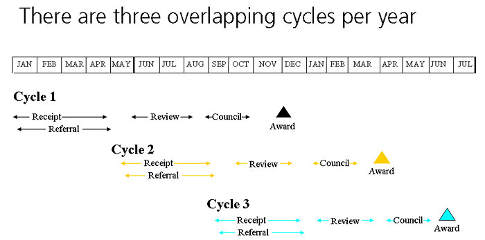 Flow chart of three overlapping cycles per year.