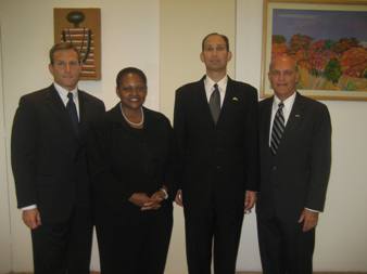 September 4, 2008 – (Lusaka, Zambia) Deputy Secretary Troy with other members of the U.S. Presidential Delegation to the funeral of the former Zambian leader: the Honorable Jendayi E. Frazer, Ph.D., Assistant Secretary of State for African Affairs; RADM Timothy Ziemer (U.S. Navy, retired), President Bush's Malaria Coordinator; and Michael Koplovsky, Chargé d’Affaires, at the U.S. Embassy in Lusaka, Zambia.