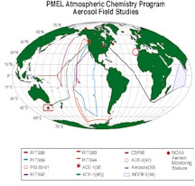 locations of PMEL aerosol field studies