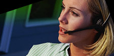 woman with telephone headset