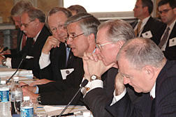 Robert Liscouski (3rd from right), the Department of Homeland Security Assistant Secretary for Infrastructure Protection, addresses members of the President’s National Security Telecommunications Advisory Committee (NSTAC) during their Executive Session 
