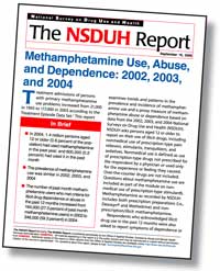 cover of Methamphetamine Use, Abuse, and Dependence: 2002, 2003, and 2004 - click to view the report