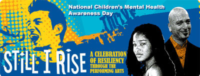 The event's official banner includes images of Ms. Palmer (second from right) and comedian and Awareness Day Ambassador Howie Mandel (right).