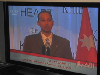 Deputy Secretary Tevi Troy on Jordanian evening news. (Photo Credit: Matt Shiraki, HHS)