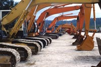 Photo of bulldozers ready for work