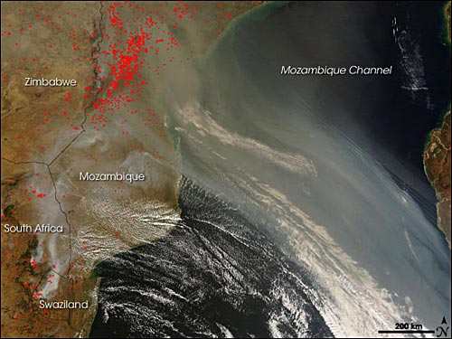 Fires in Mozambique and South Africa