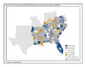 Graph of Percent Change in Real GDP by Metropolitan Area in the Southeast Region, 2004-2005