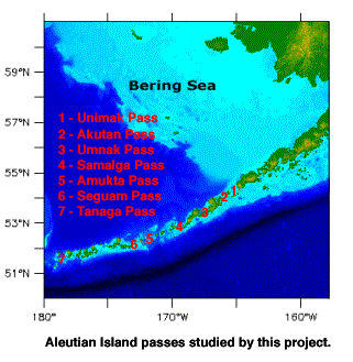 Map of Aleutian passes