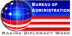 Bureau of Administration logo of American flag and globe