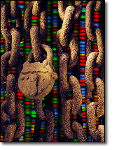 Art image of chains and over DNA microarray