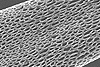 Picture 1: The nanoporous surface structure is a result of evaporative cooling at the fiber surface due to rapid solvent evaporation. The cooling results in vapor condensation from moisture in the atmosphere in the form of droplets that imprint the surface of the fiber. 