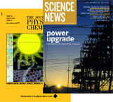 covers of science news and physical chemistry magazines