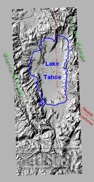 Lake Tahoe DEM with labels.