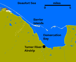 Map of study area 
showing Demarcation Bay
and barrier islands.
USFWS map