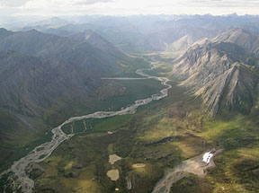 aerial view of Kongukut River and Brooks Range mountains
USFWS photo