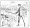 Cartoon depiction of a health officer beating back the dogs of various contagious diseases