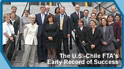 USTR’s negotiating team for the U.S.-Chile Free Trade Agreement poses for a photo outside of the Eisenhower Executive Office Building in Washington, D.C. (USTR File Photo)