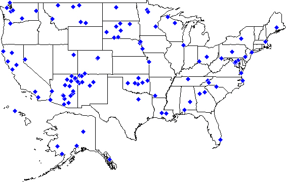 A static U.S. map of Engineering Officer duty station locations