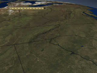 This animation shows how the landcover changes with the seasons as we fly over the Eastern United States, from Florida to Maine. This version has a date bar indicating the month being shown.