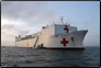 Photo thumbnail: The USNS Comfort anchored off the coast of Puerto Barrios, Guatemala.