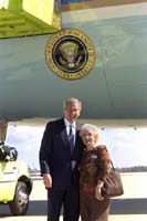 President George W. Bush met Matilda Walther upon arrival in Orlando, Florida, on Thursday, November 13, 2003.  Since 1995, Walther has been an active volunteer with the Retired and Senior Volunteer Program (RSVP).