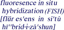 Pronounciation of 
    fluorescence in situ hybridization (FISH)