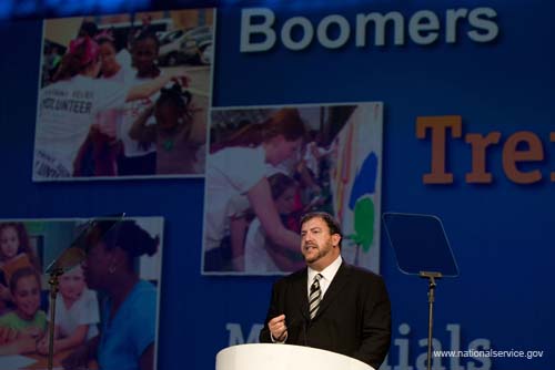 Corporation for National and Community Service CEO David Eisner delivers remarks at Opening Plenary of the 2008 National Conference on Volunteering and Service, held in Atlanta, GA.