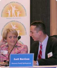 photo of Scott Harrison (right), Honorary family spokesperson, and his mother, Deborah Marriott Harrison (left)