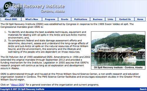 <acronym title="oil spill recovery institute">OSRI</acronym> Homepage