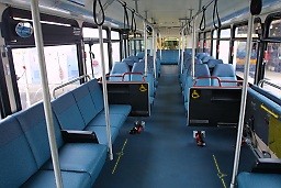 Photo of inside of Gillig bus showing priority area