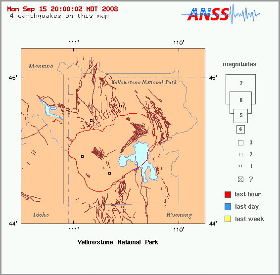 Map showing earthquakes