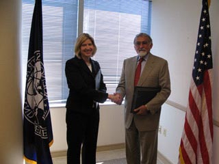 USTDA Acting Director Leocadia I. Zak (left) and HEL Managing Director Saeed Khan Peracha (right) shake hands following the award of a USTDA grant that will partially fund early investment analysis on a proposed 150 MW coal-fired power plant in Pakistan.