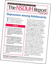 cover of NSDUH Report, Depression among Adolescents - click to view report