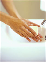 Photo: Washing hands with soap and water.