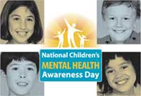 faces of four children and logo of National Children's Mental Health Awareness Day