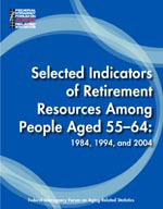 Selected Indicators of Retirement Resources among people aged 55 - 64: 1984, 1994, 2004