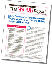 cover of Major Depressive Episode among Youths Aged 12 to 17 in the United States: 2004 to 2006 - click to view report
