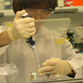 Photo of researcher with pipette