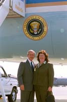 President George W. Bush met Brenda Wilson upon arrival in Nashville, Tennessee, on Monday, September 8, 2003.  Wilson has been an active volunteer in the Nashville community for the past eight years.