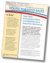 cover of FFY 2007 Annual Synar Reports: Youth Tobacco Sales – click to view report
