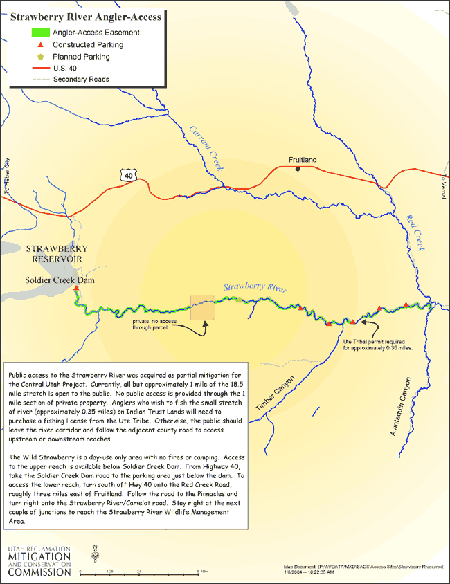 Strawberry River Angler Access Map