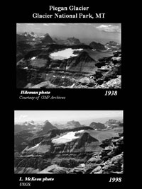 Piegan Glacier from Mt. Siyeh 1938 - 1998