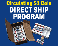Image of $1Coin rolls with the title $1 Coin Direct Ship Program